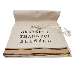 Mud Pie Table Runner Fall Thanksgiving "Grateful Thankful Blessed" 17" X 94" NEW
